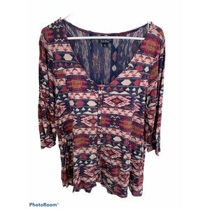 Lucky Brand Aztec Patterned Top